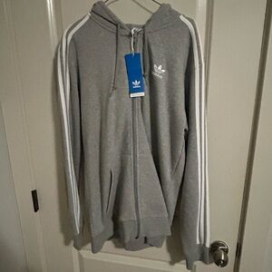 Adidas Men's Gray Zip-Up Hoodie